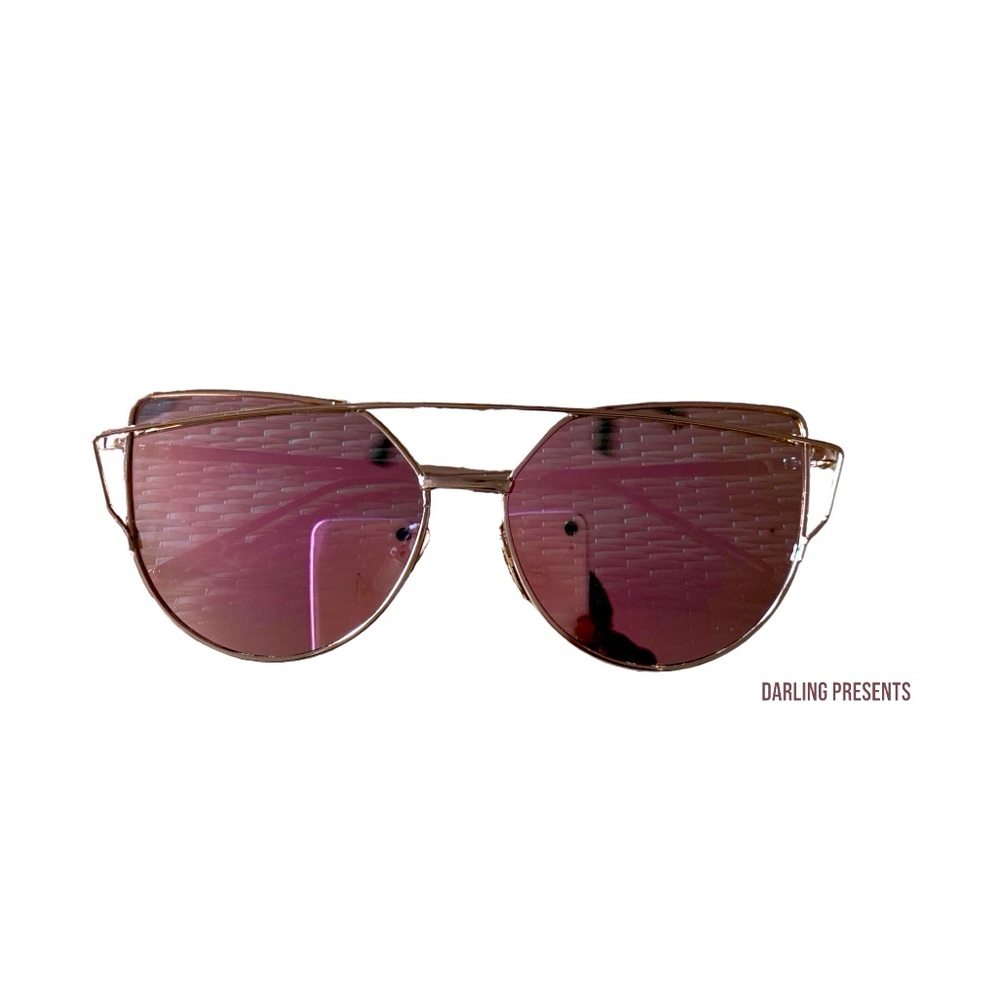 Cat Eye Mirror Sunglasses Women Color Pink & Gold